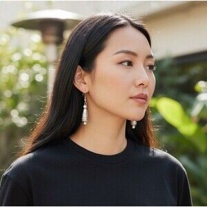 Sterling Silver Vintage Dangle Cone Earrings W/Movement, 11 Grams, 2 In Long